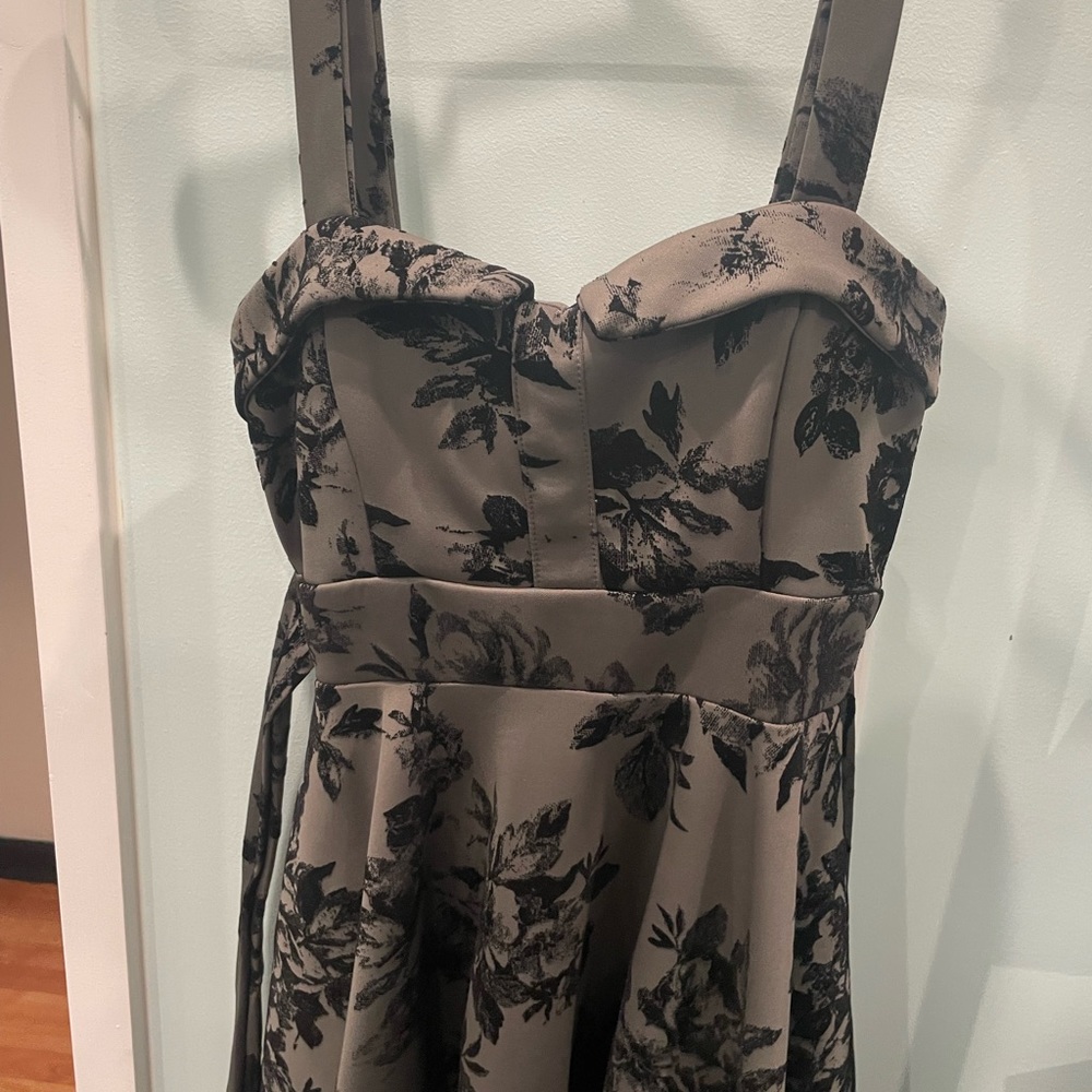Ixia damask black floral cocktail dress